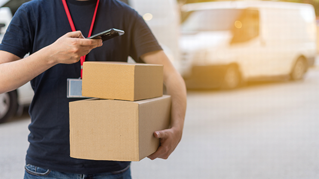 Digitalisierung und Kontrolle-Paketzusteller © Ezequiel Martínez – stock.adobe.com