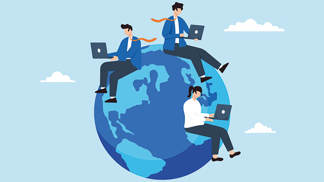 Grenzüberschreitendes Arbeiten-Globus © VZ_Art - stock.adobe.com