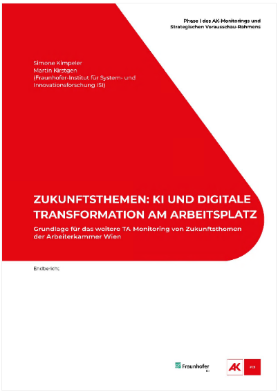 Cover AK Monitoringstudie &bdquo;KI und digitale Transformation am Arbeitsplatz&ldquo;  &copy; AK Wien