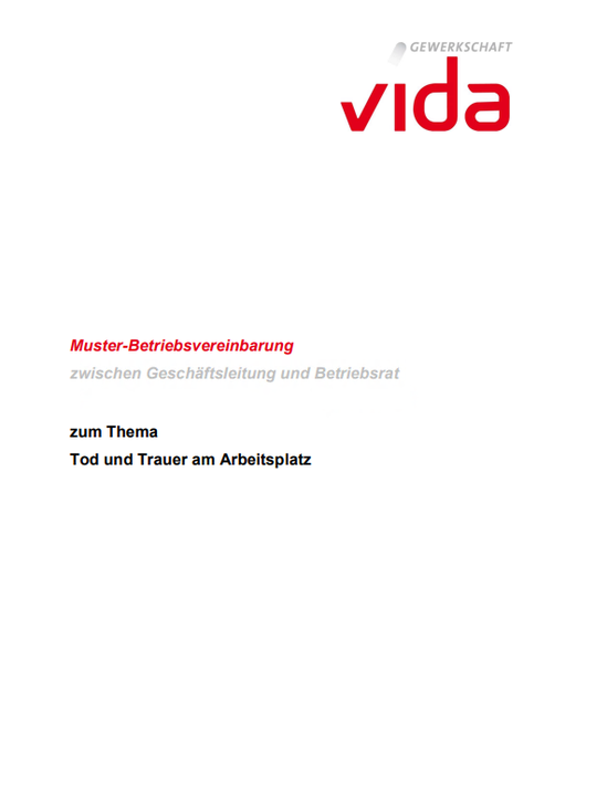 Cover Mustervereinbarung Trauer © Vida